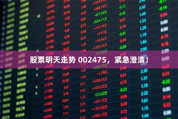 股票明天走势 002475，紧急澄清！