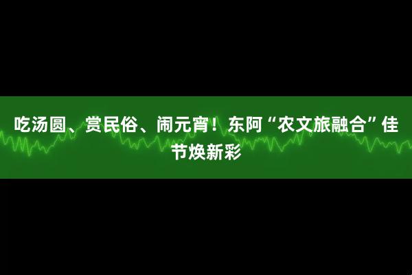 吃汤圆、赏民俗、闹元宵！东阿“农文旅融合”佳节焕新彩